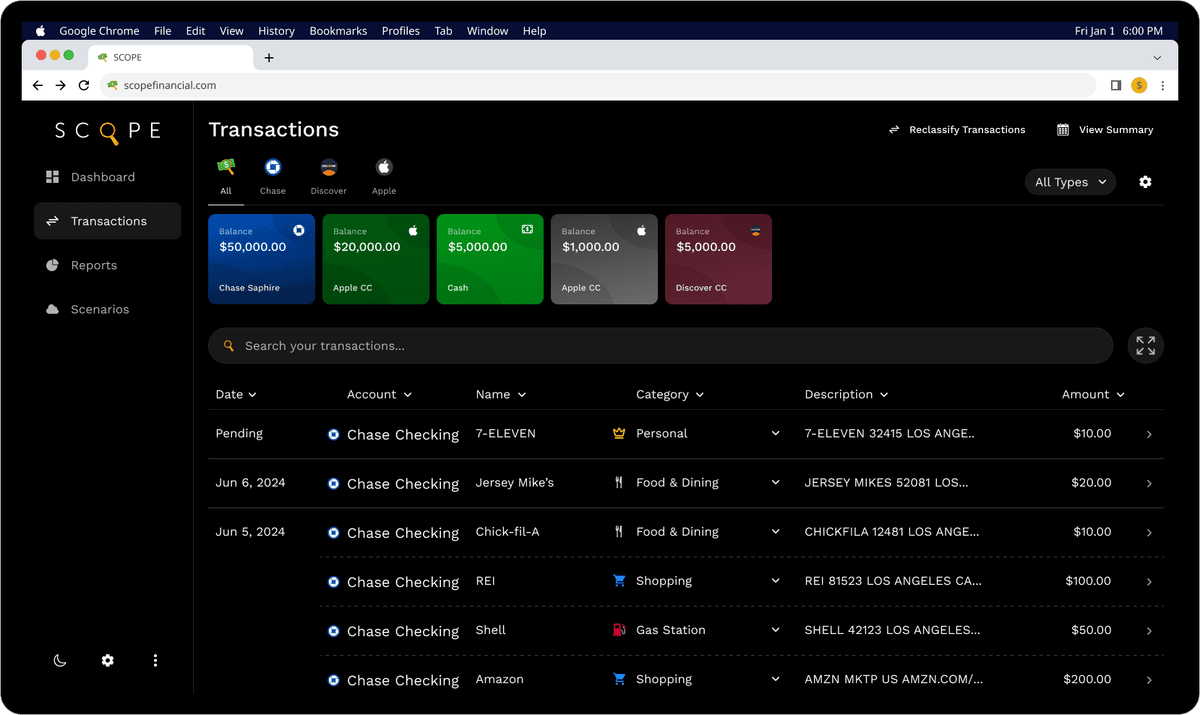 Scope Financial - Transactions High-Fidelity